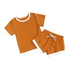 Set di vestiti per neonati Vestiti estivi per neonati Ragazzi in cotone per neonati Top T-shirt + Completi per bretelle Set di vestiti per bambini 210309