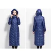 Abrigo de invierno para mujer impermeable largo grueso sombrero de gran tamaño negro azul oscuro chaquetas femeninas 210910