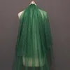 Véus nupciais véu de casamento verde com pó de ouro brilhos 2t blusher acessórios 2021 voile mariaile