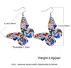 Bohemen Design Vlinder Gedrukt PU lederen Dangle Earring voor Dames Meisje Mode Waterdrop Dubbele Kant Drop Oorbellen Party Sieraden Gift