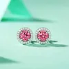 Passed Test Excellent Pink Moissanite Diamond 925 Sterling Silver Ear Studs 1ct Gem Women's Luxury Smycken Örhängen