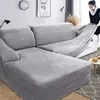Pluche stof L-vormige sofa nodig 2 stuks Covers Elastische hoek Couch Slipcover Case voor Woonkamer 211207