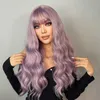 Synthetic Wigs Long Pink Purple Brown Blonde Blue Water Wavy With Bangs For Women Natural Cosplay Party Daily Use Heat Resistant1818213