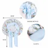 Koronki dla dzieci Elastyczne Kwiatowe Nightcap Cute Baby Bow-Knot Satin Drukowane Okrągłe Czapka Dzieciak Piękno Hair Care Hat Sleep Bonnet