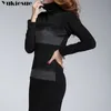 Zima Ciepła Gruba Sukienka Turtleneck Dla Kobiet Es Kobiet Czarny Vintage Maxi Party Sexy Bodycon Kobiet Plus Rozmiar 210608