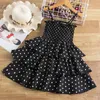 2-7 Jahre Mädchen Kleider 2021 Sommer Dot Spaghetti Strap Prinzessin Geschichteten Kuchen Kleid Kinder Kleidung Kinder Kleidung Mädchen kleider