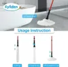 Eyliden 57,5 Pouces Microfibre Twist Mop Main Libération Lavage Sol Nettoyage Poussière s avec 2 Têtes Lavables Amovibles 210805