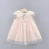 Summer Baby Girl Dress Toddler Kid Baby Girl Solid Bow Lace Tulle Party Sweet Princess Dress Clothing Baby Costume ropa bebes#60 Q0716