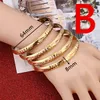 Novas 4 pcs Mulheres Openable Matte Simples Padrão Cuff Braceletes Cor de Ouro Pull Bangles Partido de Casamento Dubai Gold Etiópia Jóias