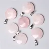 Pietra naturale Opale di quarzo rosa rosa Occhio di tigre turchese forma rotonda charms bianco nero Pendenti in cristallo per accessori per collana creazione di gioielli