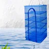 Foldable 4 Layers Drying Fishing Net Hanging Vegetable Fish Dishes Dryer Bag Hanger Fish Fishing Flowers Buds Plants Organizer 211101