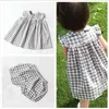Coréen style bébé fille fixe une robe à carreaux bébé robe boutique vêtements pour enfant fille filles coton robe de baptême infantil 1-5y 210615