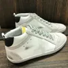 Italy Brand Golden Mid Star Top High Shoes fashion Sneakers Italy luxury Classic White Do-old Dirty Man Women Shoe Silver Glitter leather