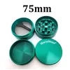 Grinder per fumatori di grandi dimensioni 75mm Affettatrice per tabacco 4 strati Herb Crusher Colorato in lega di zinco Grinder Hands Smoke Accessori per dab rig bong