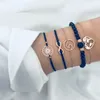 4 stuk strengen vrouwen gelaagde kralen armbanden set meerdere stapelbare gewikkelde liefde shell combinatie armband verstelbare sieraden