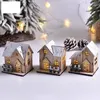 Décoration de noël lumineuse petite maison en bois LED maisons en bois ornements de bureau