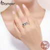 Cluster Rings Bamoer Cherry Blossom Flower Finger Ring for Women Emamel Daisy Wide Promise With Words Fine Jewelry Accessories GXR390