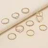 S2580 Fashion Jewelry Faux Pearl Rhinstone Crown Hollow Love Ring Set Knuckle Rings 9pcs/set