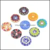 Charms Smycken Resultat Komponenter Natursten Hängsmycke Rundfärgad Glaze Big Hole Pärlor Colorf Säkerhetspänne för DIY armband halsband