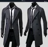 Erkek Trençkot Sonbahar Rahat Slim Fit Kış Sıcak Kruvaze Uzun Ceket Palto Üst Palto Pelerin Ceketler Punk Giysileri 210927