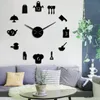 Kök Matlagningsverktyg Diy Giant Wall Clock FrameLess Stora Klockor Stor Kök Vägg Klistermärken Horologe Dekorativ design för hem