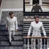 Högkvalitativ dubbelbröst Tuxedos Beach Slim Fit Groom Wedding Suits Mens Prom Party Outfit (Jacka + Byxor)