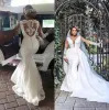 Великолепные русалки свадебные платья 2022 с съемным поездами свадебное платье погруженное V-образным вырезом.