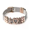 Boosbiy Fashion Rostfritt stål Mesh Märke Armband DIY Crystal Heart Lock Charms Armband Bangle för Kvinnor Smycken Gift Q0719