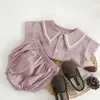 Ensemble de vêtements Style marine pour bébés garçons et filles, T-shirt + short PP, ensemble de vêtements d'été pour nouveau-nés filles, costume pour bébés filles