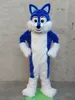 Mascote calumeshalloween longo pele azul husky mascote traje traje festa halloween adulto