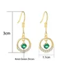 Catene TENGTENGFIT Ciondolo con zirconi cubici Collana placcata oro giallo Orecchini Verde smeraldo simulato Set di gioielli di moda251G