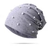 Cappello primaverile Berretto da copertura in puro cotone con strass di perle Cappello caldo da esterno per l'autunno e l'inverno