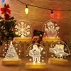 Julnattljus Juldekorationer Santa Snowman LED Light Bedroom 3D Bordslampa Xmas Gift lla9215