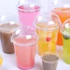 Tazze Piattini 100Pcs 360ml Plastica trasparente usa e getta con coperchi a cupola forata per coperchi di frutta e tè
