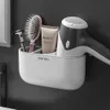 Banyo Bitirme Fırça Saç Kurutma Makinesi Raf Duvara Monte Raf Makyaj Depolama Nailess Saç Kurutma Makinesi Diş Fırçası Tutucu 210724