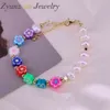 5 pezzi, cuore colorato fiore stella faccina frutta morbida argilla polimerica perle per ragazze braccialetto di perline elastiche regalo donna