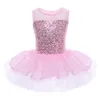 Vestidos de menina bailarina fada festa trajes meninas vestido balé crianças vestido dança desgaste sem mangas lantejoulas ginástica leotard tutu