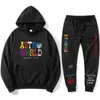 Hip Hop Print Astro wereld Joggingbroek Hoodie Trainingspak TRILLING RILLINGEN Hoodies Plus broek Herfst Streetwear Trui Mannen Vrouwen X0610