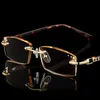 Solglasögon Fashion Luxury Designer Reading Glasses Rimless Diamond Cutting Frame Reader Men Women Presbyopia AntiBlue Ligh8423363