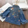 Menoea Kids Denim Jacket Girls Embroidery Cartoon Children Clothing Autumn Baby Clothes Outerwear Jean Jackets Coat 211204