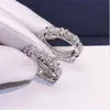Choucong Ins Top Sell Wedding Rings Sparkling Luxury Jewelry 10KT White Gold Fill Round Cut Topaz CZ Diamond Gemstones Eternity Women Cross Band Ring For Lover Gift