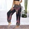 Женские свободные брюки йоги Boho Print Высокая талия Повседневная Брюки Сферальные штаны Женские Летние Бич Плюс Плюс Размер Baggy Aladdin Harem Брюки H1221