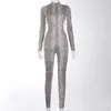 Dames jumpsuits dames rompers adogirl vrouw serpentine print jumpsuit zipper lange mouw open rug bodycon romper 2022 vrouw