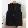 Kvinnors Vår och Summer Black Vest Jacka Kvinna Koreansk Professionell Temperament Plus Size Suit High Quality 210527