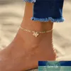Bohème or papillon bracelets de cheville pour femmes mode Siilver couleur perles cheville été plage cheville bracelet pied chaîne bijoux prix usine conception experte qualité