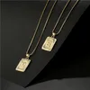 Nouveau collier hip hop plaqué cuivre véritable or carré 26 lettres majuscules anglaises pendentif moulé des deux côtés 18650412050308