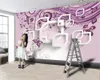 Sala de cozinha seda 3d papel de parede roxo flores borboletas decoração de casa mural digital impressão quarto impermeável pintura papel de parede pintura