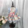 Kids Spanish Dress For Girls Baby lolita Princess Vestidos Bow Cotton Children Birthday Party Flowers Lace Casuals XS033 Q0716