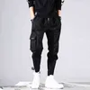 Mężczyźni Multi-Pocket Elastyczny Talii Design Harem Pant Street Punk Hip Hop Red Casual Spodnie Joggers Mężczyzna Army Cargo Spodnie XXXL 211201
