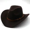 Western Cowboyhut für Männer Frauen Filzhüte Herren Fedora Hut Fedoras Frau Mann Jazz Panama Kappe Weiblich Männlich Vintage Top Caps Frühling Herbst Winter Großhandel